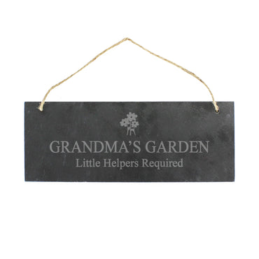 Personalised Flower Motif Hanging Slate Plaque