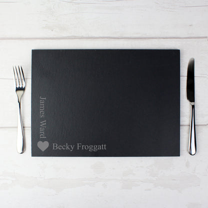 Personalised Heart Motif Slate Placemat