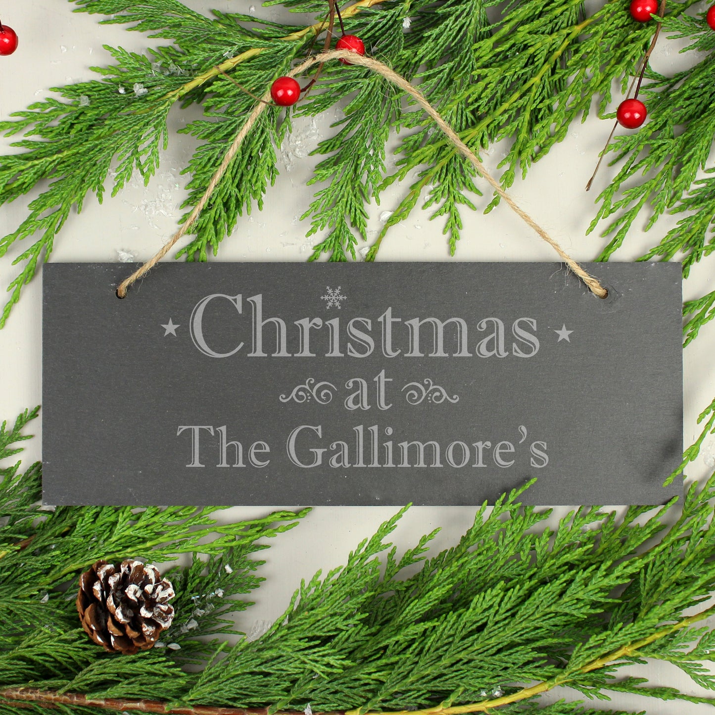 Personalised Christmas Hanging Slate Plaque