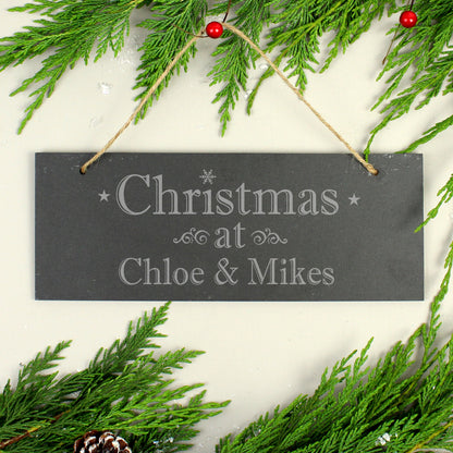 Personalised Christmas Hanging Slate Plaque