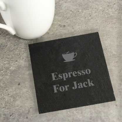 Personalised Hot Drink Motif Single Slate Coaster