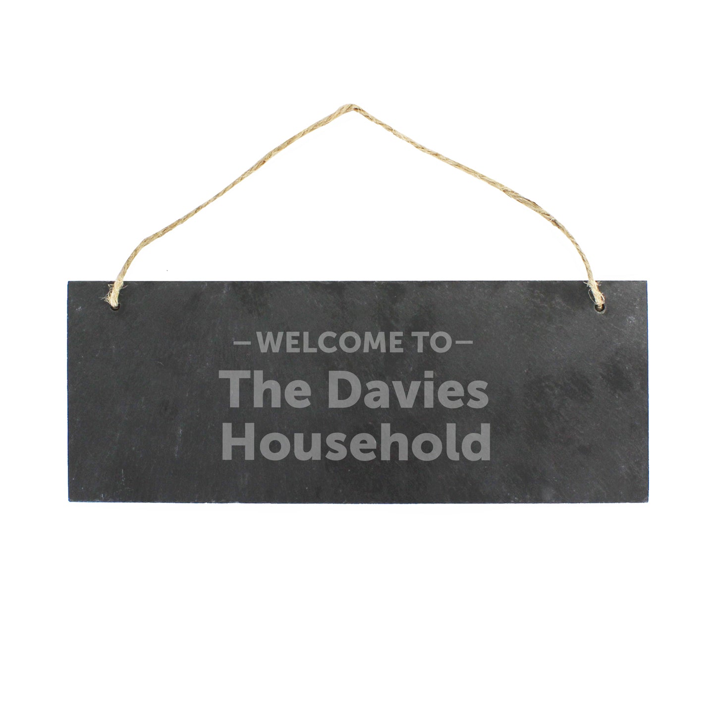 Personalised Welcome To... Hanging Slate Plaque