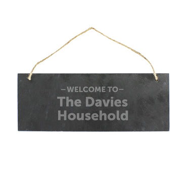 Personalised Welcome To... Hanging Slate Plaque