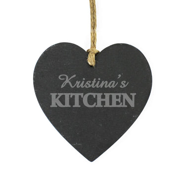 Personalised Kitchen Slate Heart Decoration