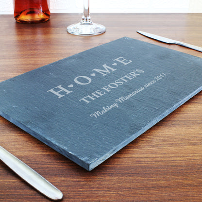 Personalised HOME Slate Rectangle Placemat