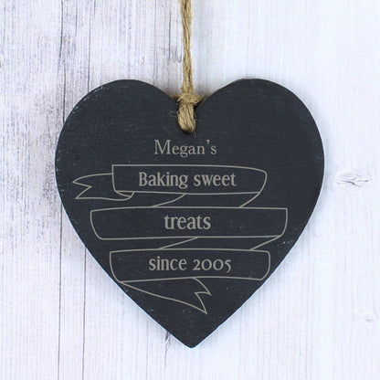 Personalised Garden Bloom Slate Heart Decoration