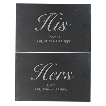 Personalised His and Hers Slate Placemat Set