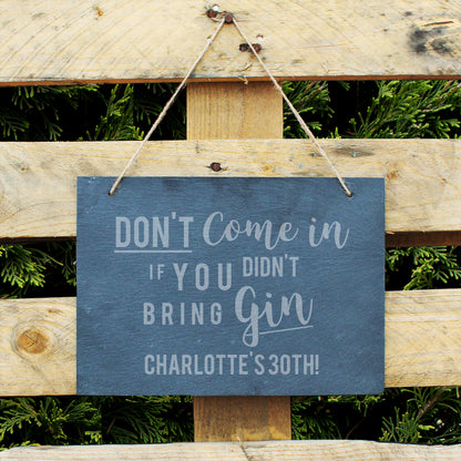 Personalised Gin Large Hanging Slate Sign