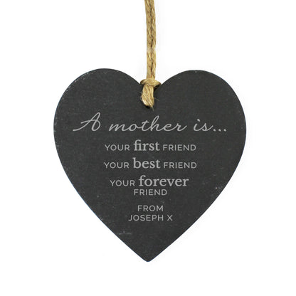 Personalised 'A Mother Is' Slate Heart Decoration