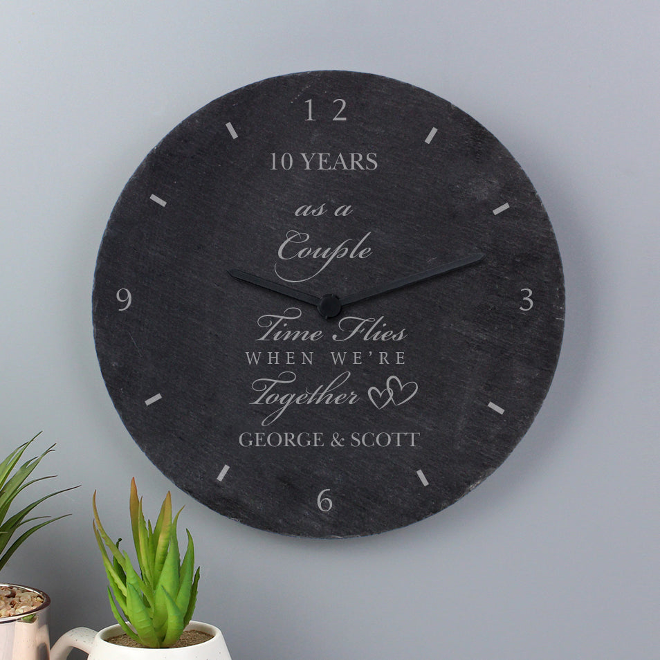 Personalised Anniversary Slate Clock