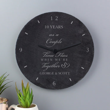 Personalised Anniversary Slate Clock