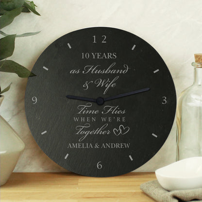 Personalised Anniversary Slate Clock