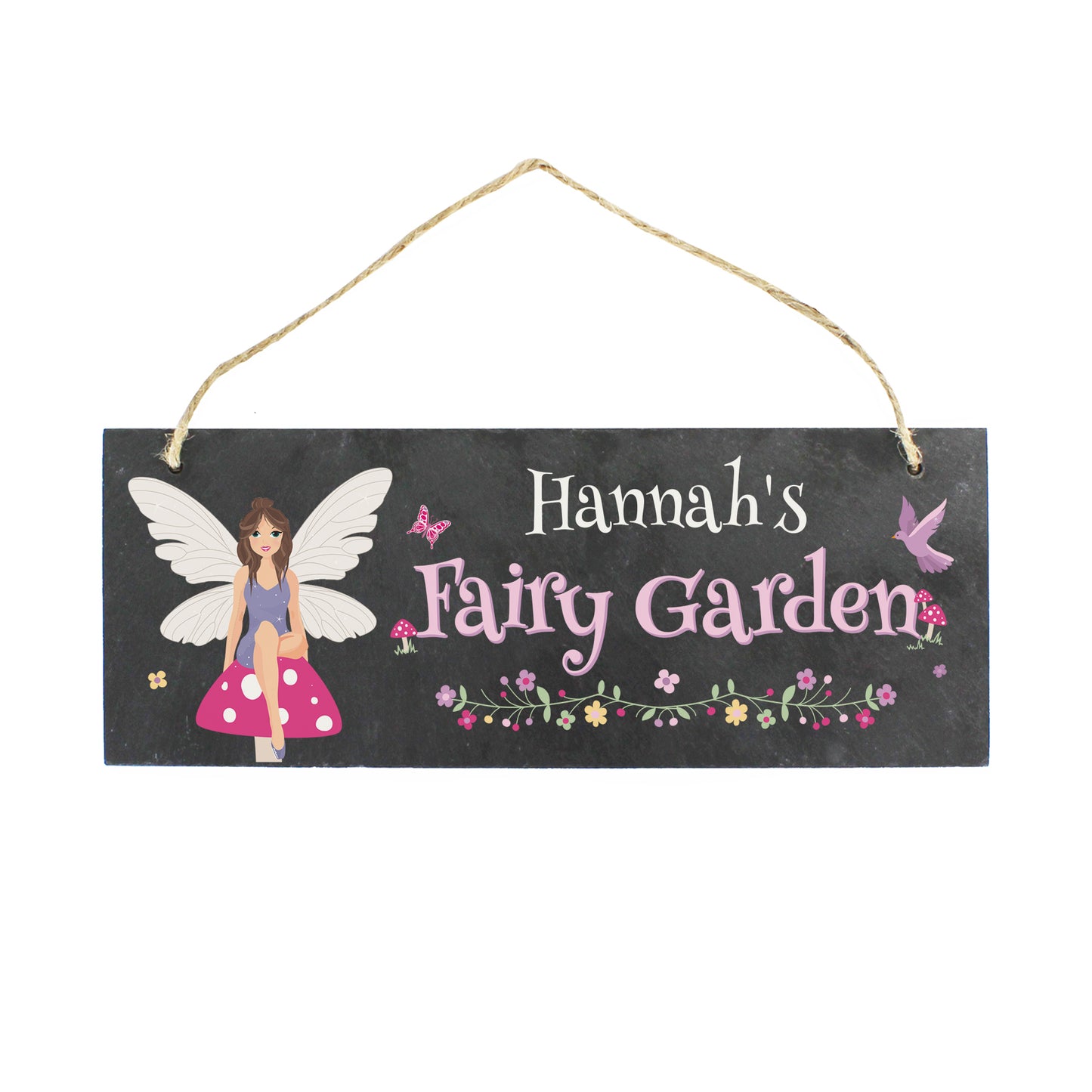 Personalised Fairy Garden Printed Hanging Slate Plaque