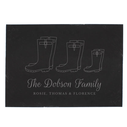 Personalised Welly Boot Family of Three Slate