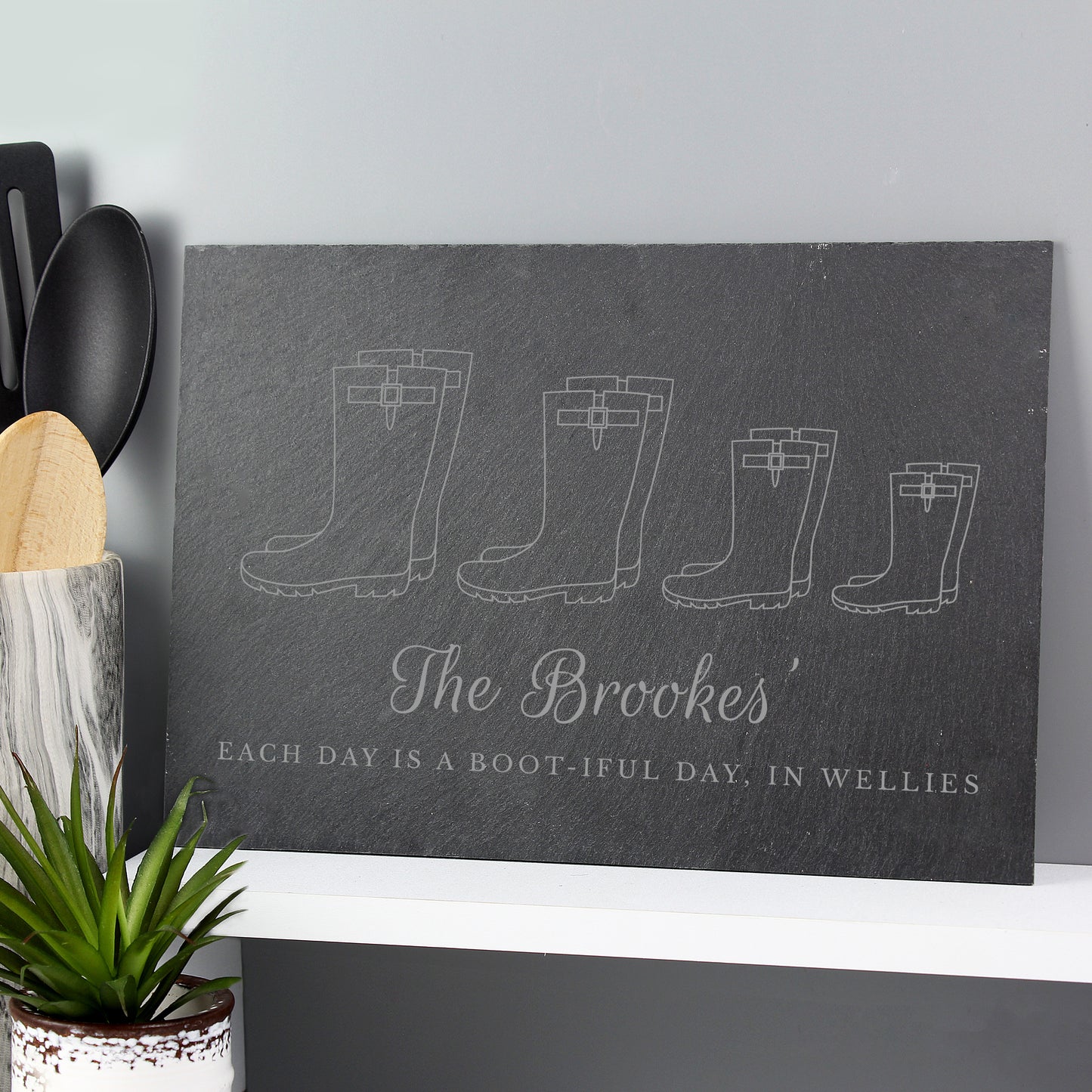 Personalised Welly Boot Family of Four Slate