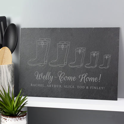 Personalised Welly Boot Family of Five Slate