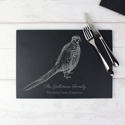 Personalised Pheasant Slate Placemat