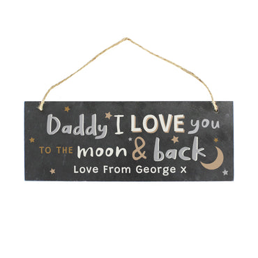 Personalised To the Moon and Back Hanging Slate Plaque