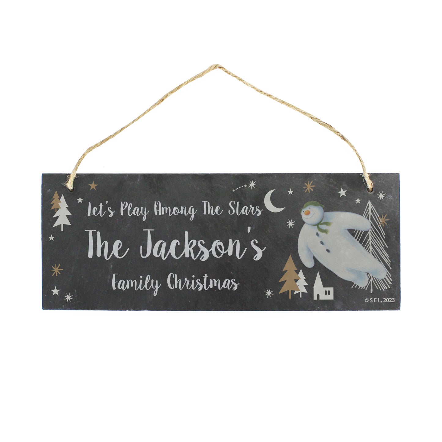 Personalised The Snowman Magical Adventure Hanging Slate Plaque