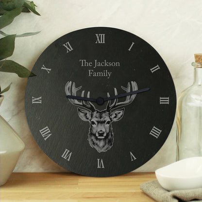 Personalised Stag Slate Clock