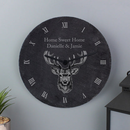 Personalised Stag Slate Clock