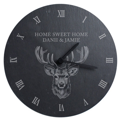 Personalised Stag Slate Clock