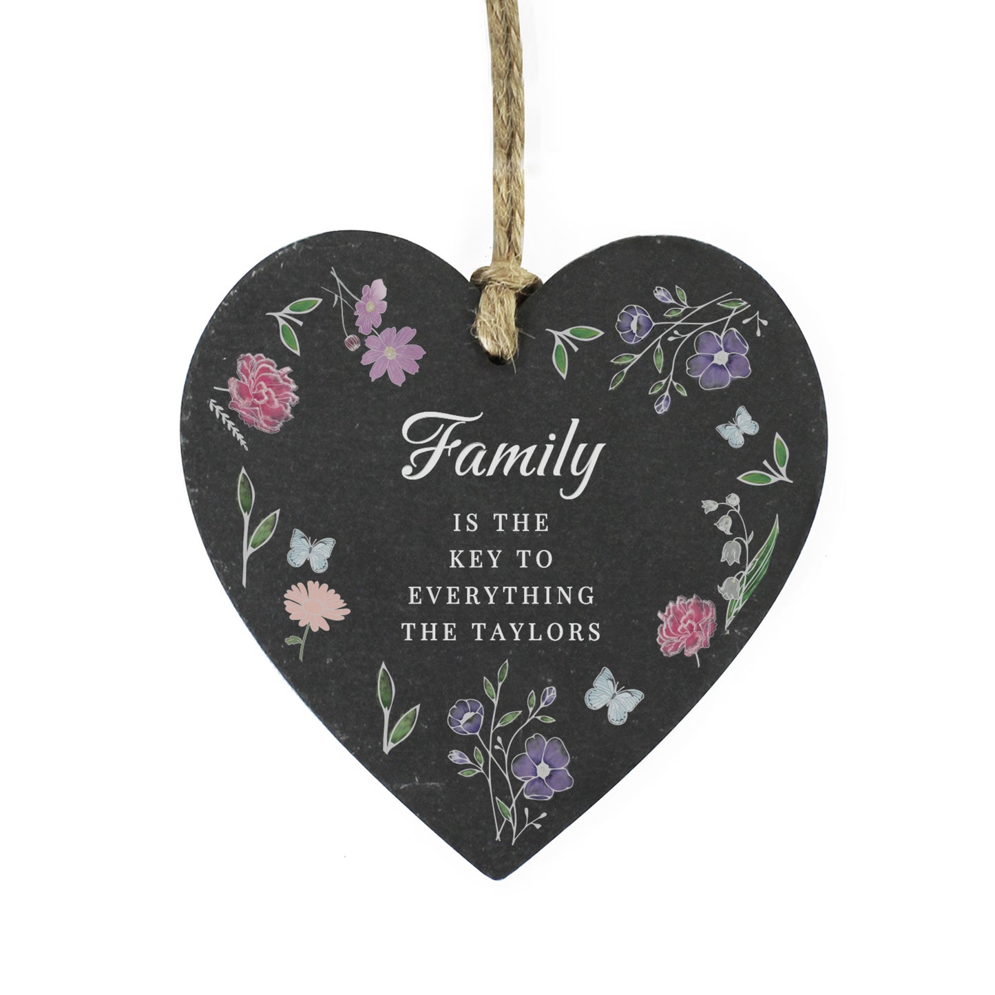 Personalised Wild Flowers Slate Heart