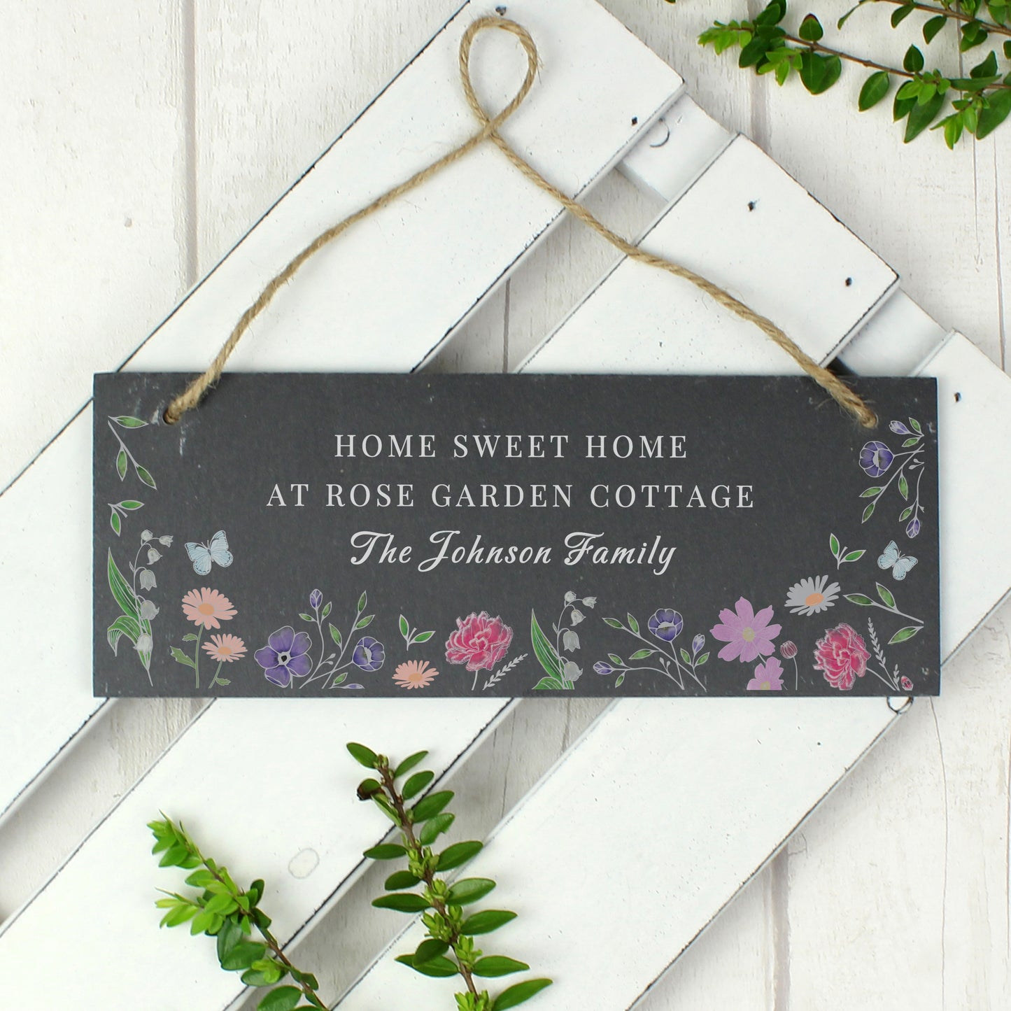 Personalised Wild Flowers Slate Garden Sign