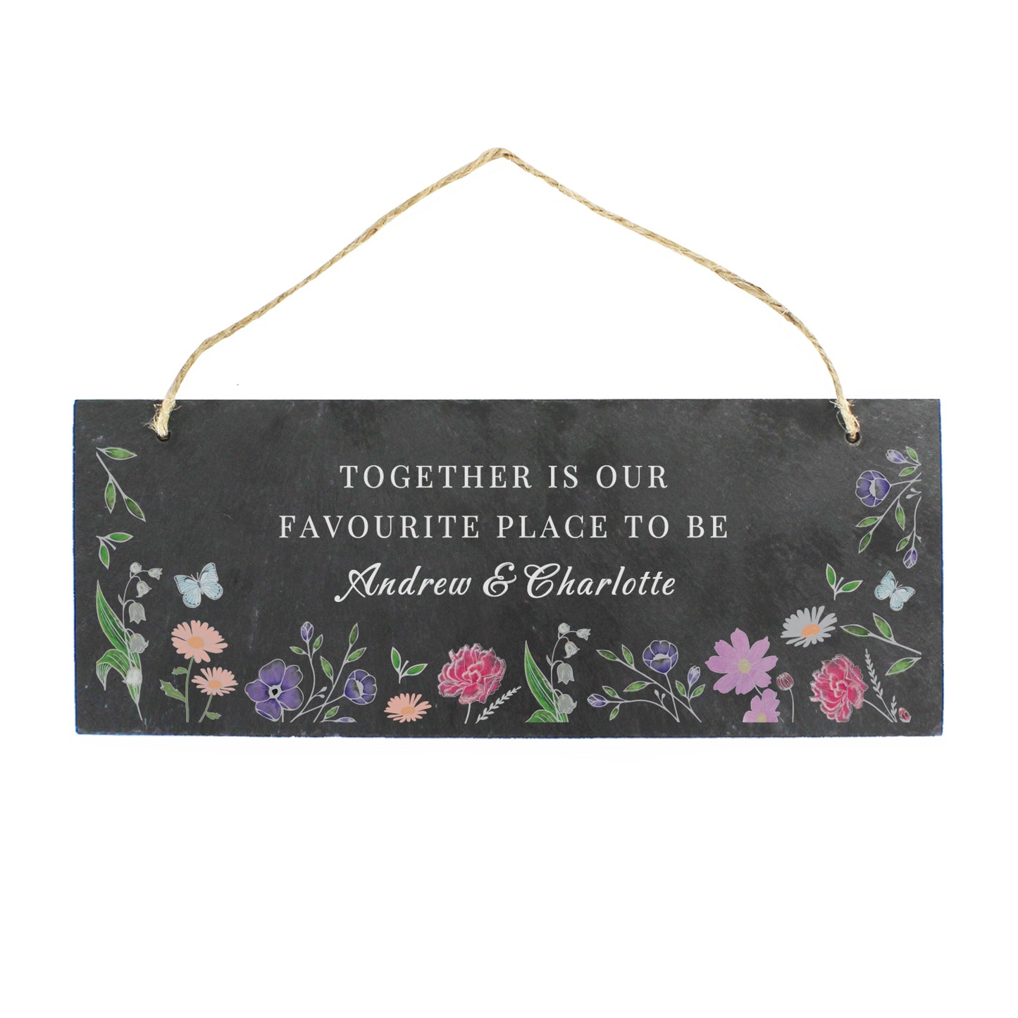 Personalised Wild Flowers Slate Garden Sign