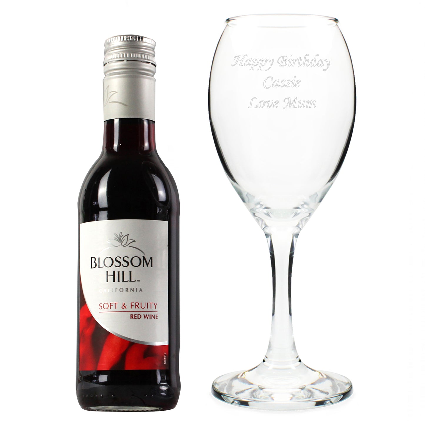 Personalised Red Wine & Wine Glass Set