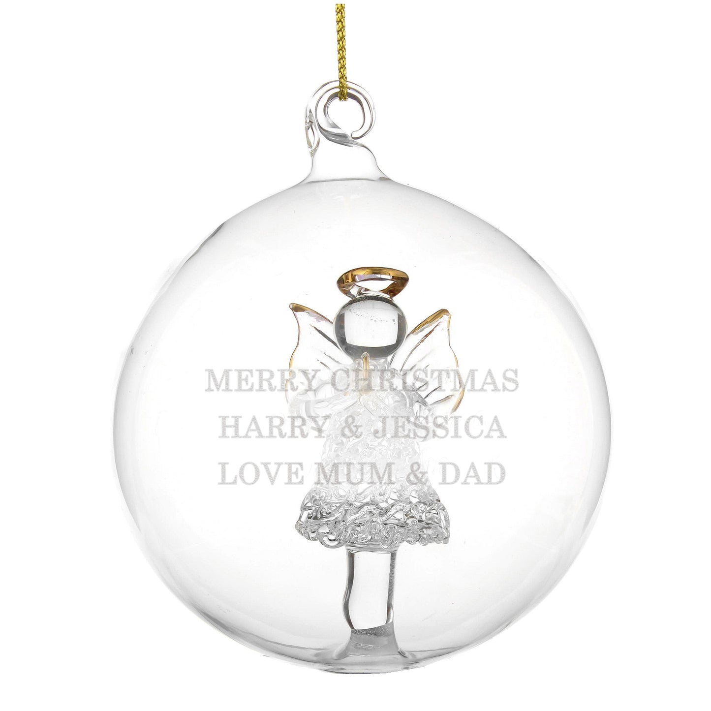 Personalised Glass Christmas Angel Bauble