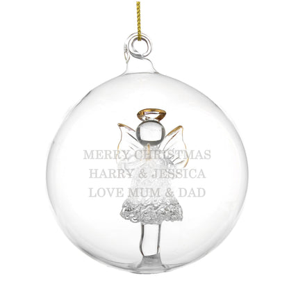 Personalised Glass Christmas Angel Bauble