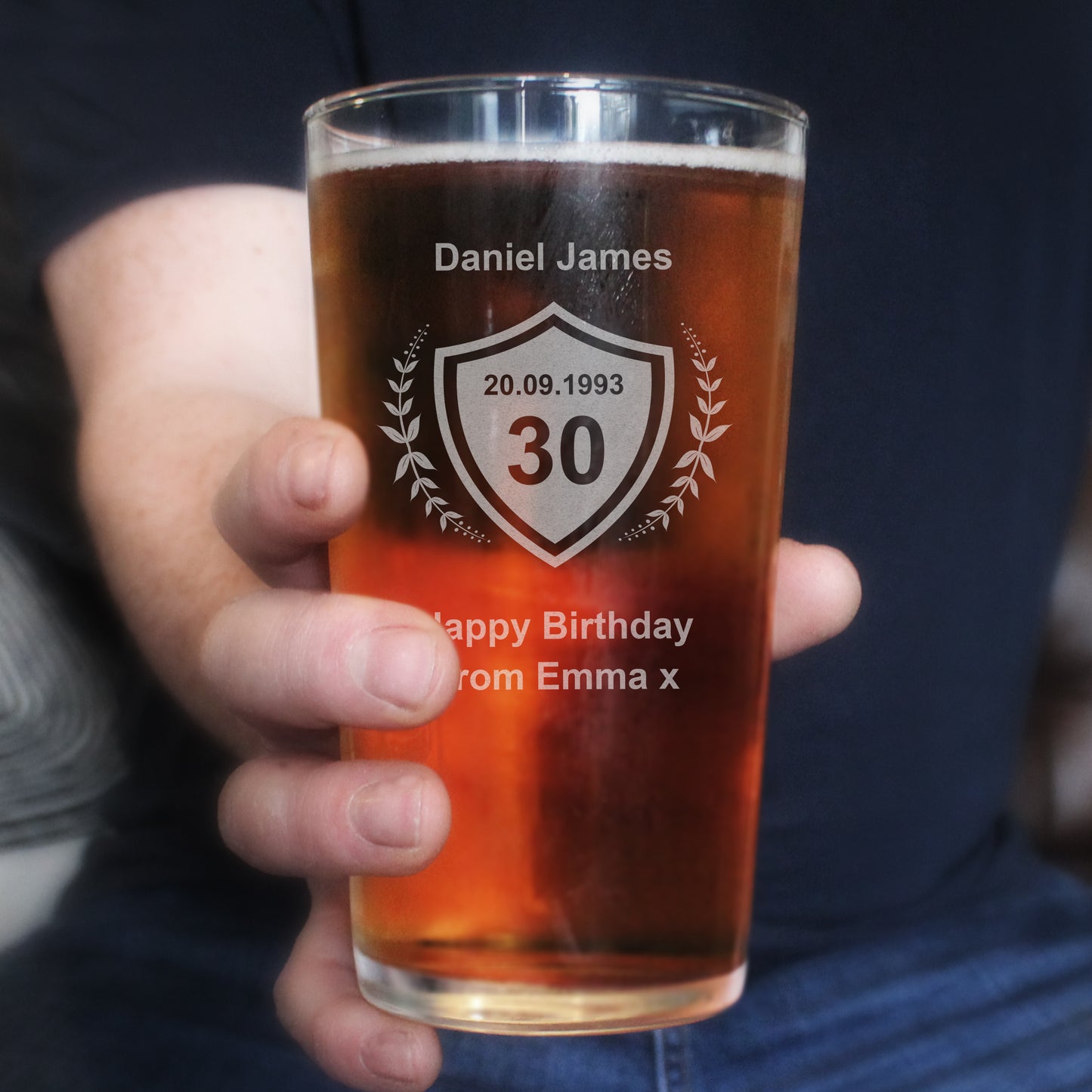 Personalised Age Crest Pint Glass