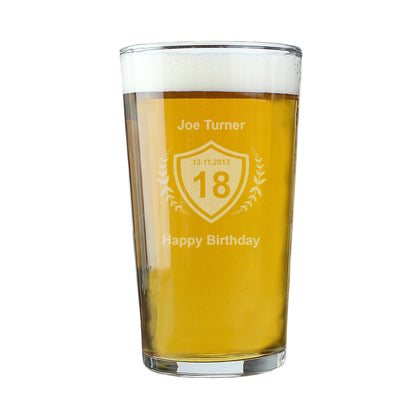 Personalised Age Crest Pint Glass