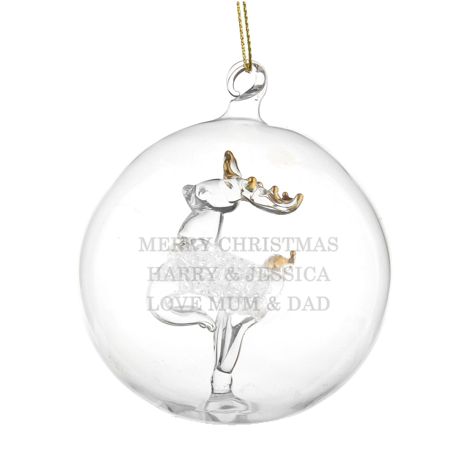 Personalised Glass Reindeer Bauble