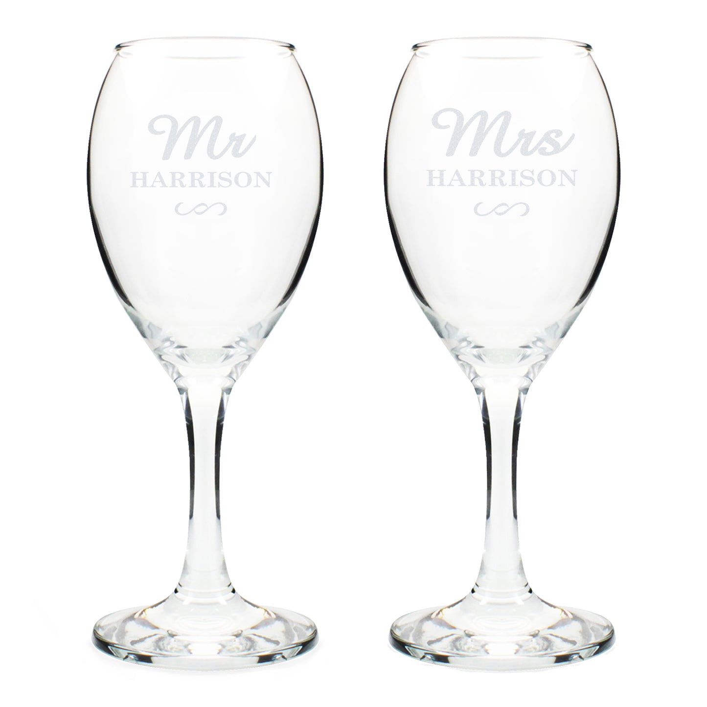 Personalised Mr & Mrs Wine Glass Set