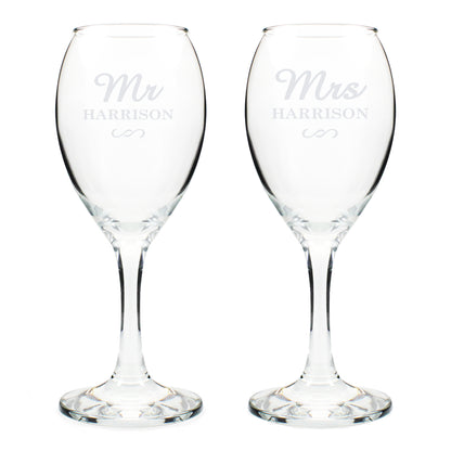 Personalised Mr & Mrs Wine Glass Set