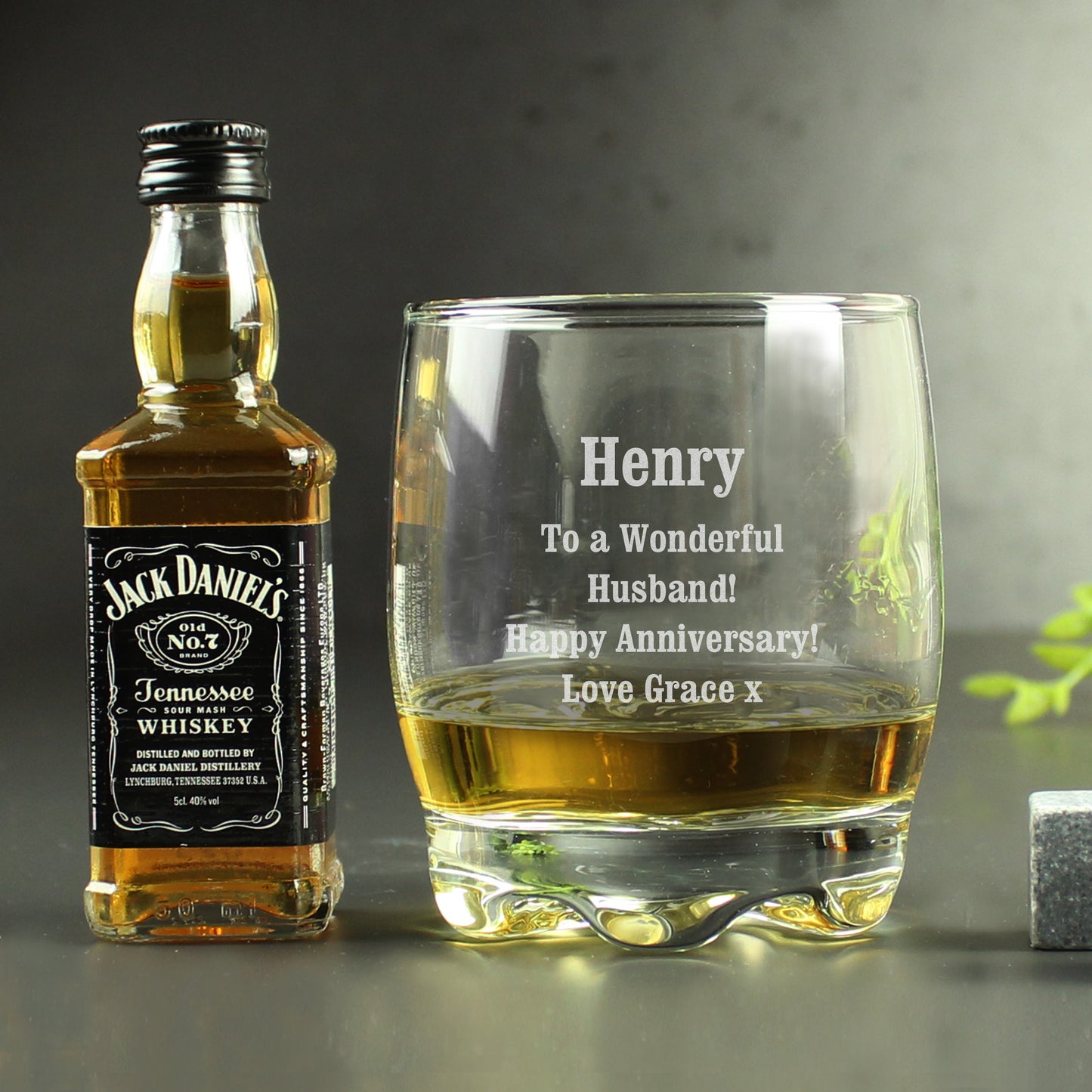 Personalised Tumbler and Whiskey Miniature Set