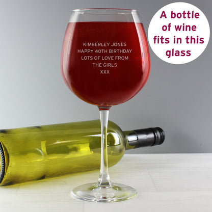 Personalised Bold Statement Bottle of Wine Glass