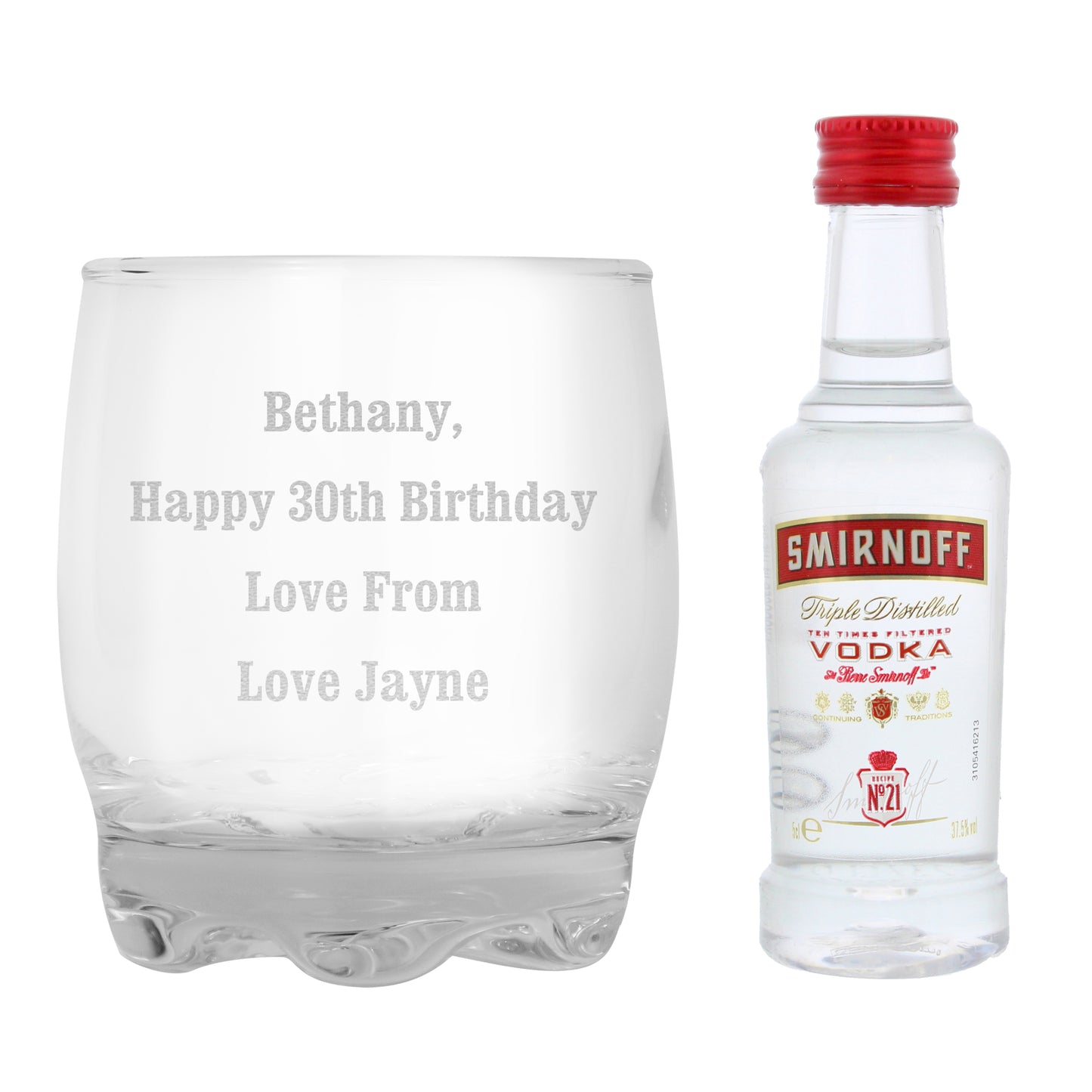 Personalised Tumbler and Smirnoff Vodka Miniature Set