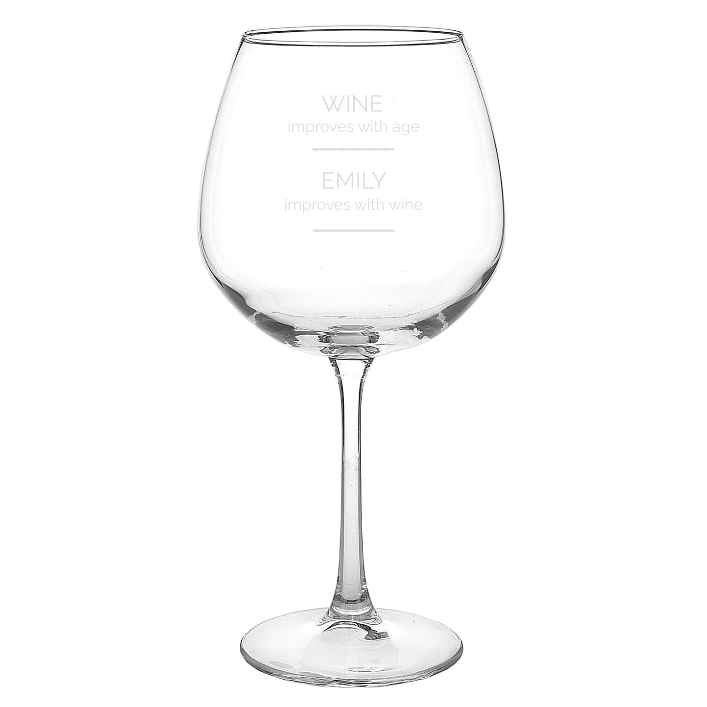 Personalised 'Wine Improves with Age' Bottle of Wine Glass