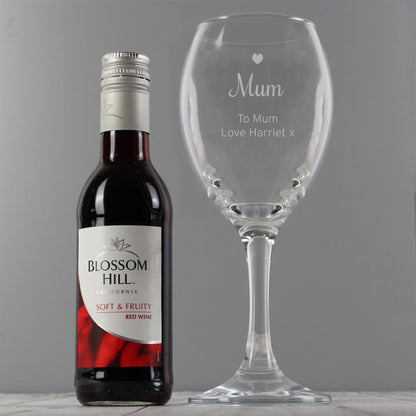 Personalised Red Wine & Heart Wine Glass Set