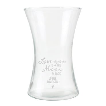 Personalised Love You To The Moon and Back Glass Vase