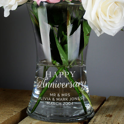 Personalised 'Happy Anniversary' Glass Vase