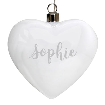 Personalised Name Only LED Hanging Glass Heart