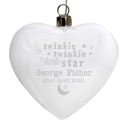 Personalised Twinkle Twinkle LED Hanging Glass Heart