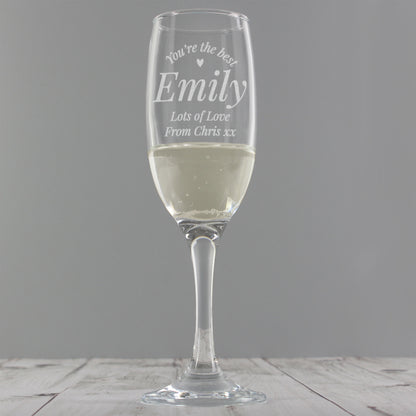 Personalised You Are The Best Flute Glass