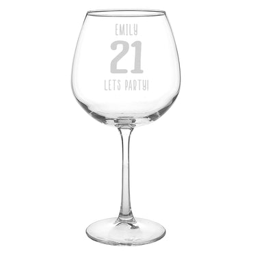 Personalised Big Age Bottle of Wine Glass