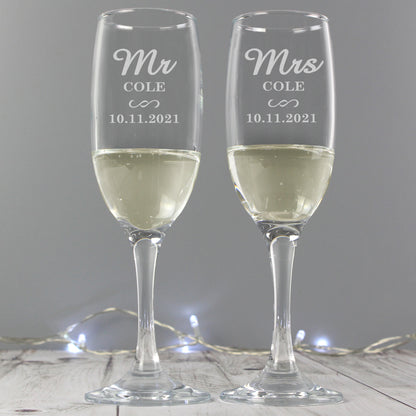 Personalised Mr & Mrs Pair of Flutes