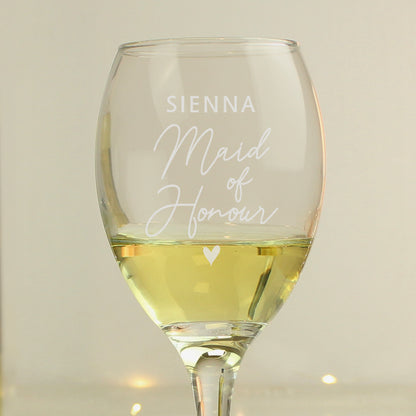 Personalised Maid of Honour Wine Glass